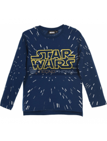 Camiseta niño manga larga Star Wars logo bordado azul RH1149 10 años