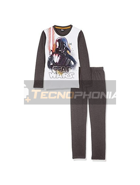 Pijama manga larga niño Star Wars - Darth Vader gris balnco 6 años 116cm