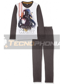 Pijama manga larga niño Star Wars - Darth Vader gris balnco 8 años 128cm