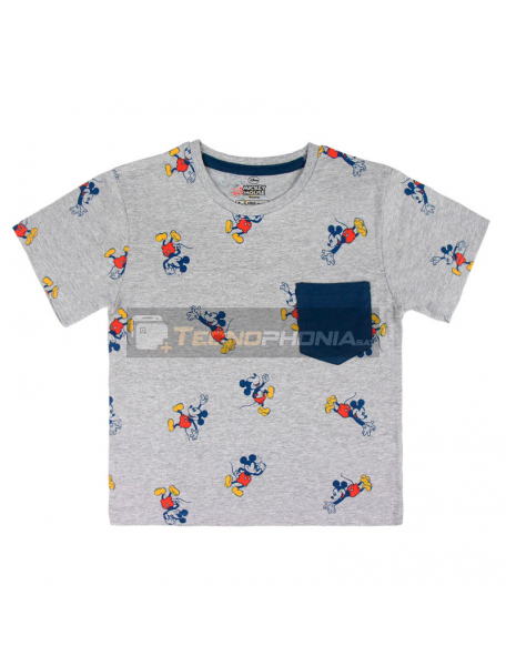 Camiseta Mickey Disney premium gris - azul 5 años