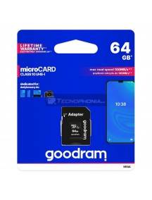 Tarjeta de memoria micro SD Goodram 64gb clase 10 UHS-I Clase 10 100MB/s con adaptador