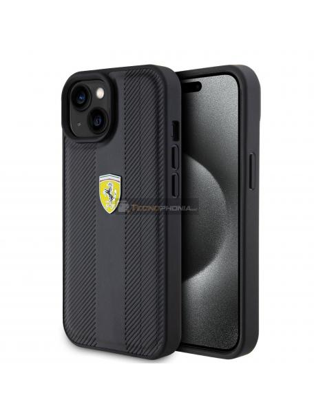 Funda TPU + piel PU Ferrari FEHCP15SP3GRK iPhone 15 negra