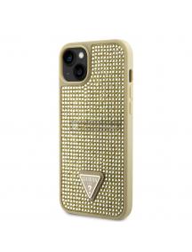 Funda TPU Guessi Rhinestones Triangle Metal Logo GUHCP14SHDGTPD iPhone 14 dorada