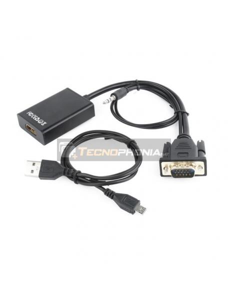 Adaptador VGA A HDMI Gembird con cable de audio Jack 3.5mm