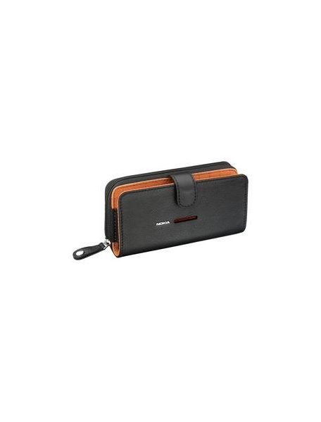 Funda de piel Nokia CP-502 negra - naranja