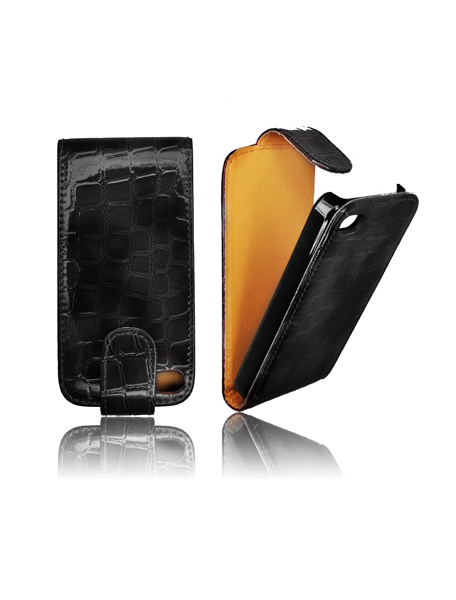 Funda de solapa Forcell Croco iPhone 4 - 4S negra